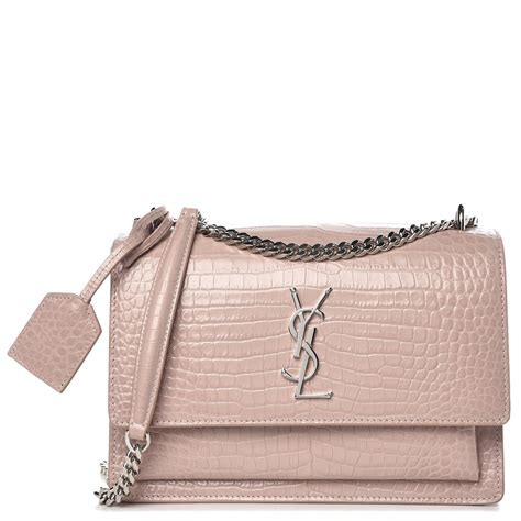 ysl sunset croc bag medium pink|ysl sunset bag crocodile.